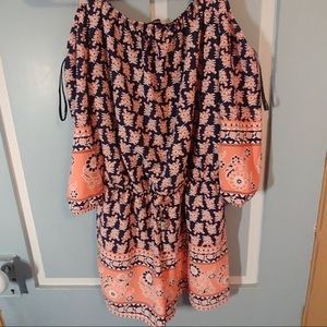 Girls light pink cold shoulder romper